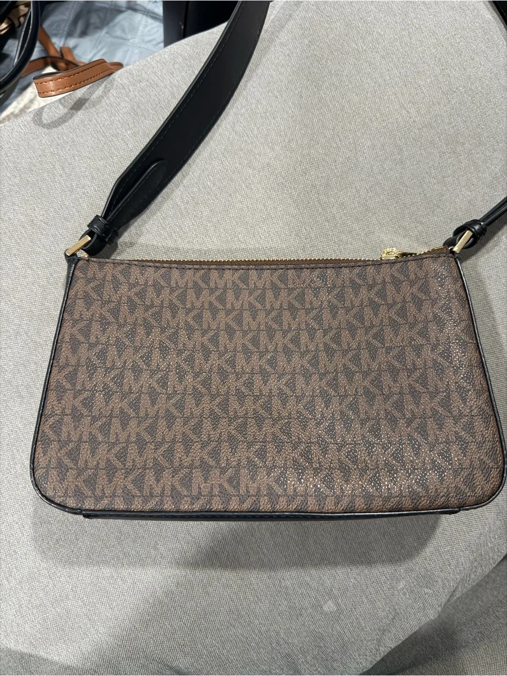 Michael Kors Brown MK Logo Crossbody Trio with Coin Pouch and Card Case